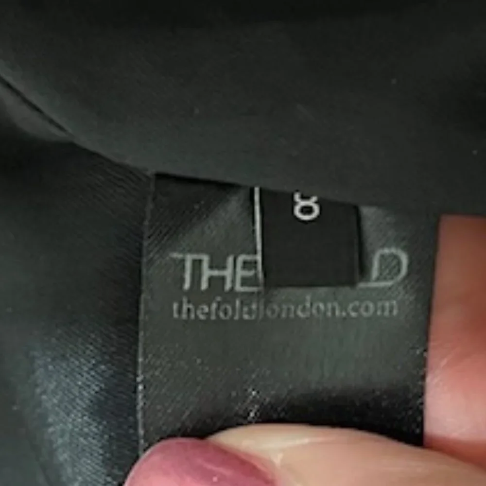 The Fold Size 8 Mock Ruffle Neck Long Sleeve Navy Virgin Wool Dress - Picture 6 of 7